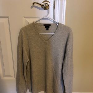 J Crew cashmere gray v neck sweater
